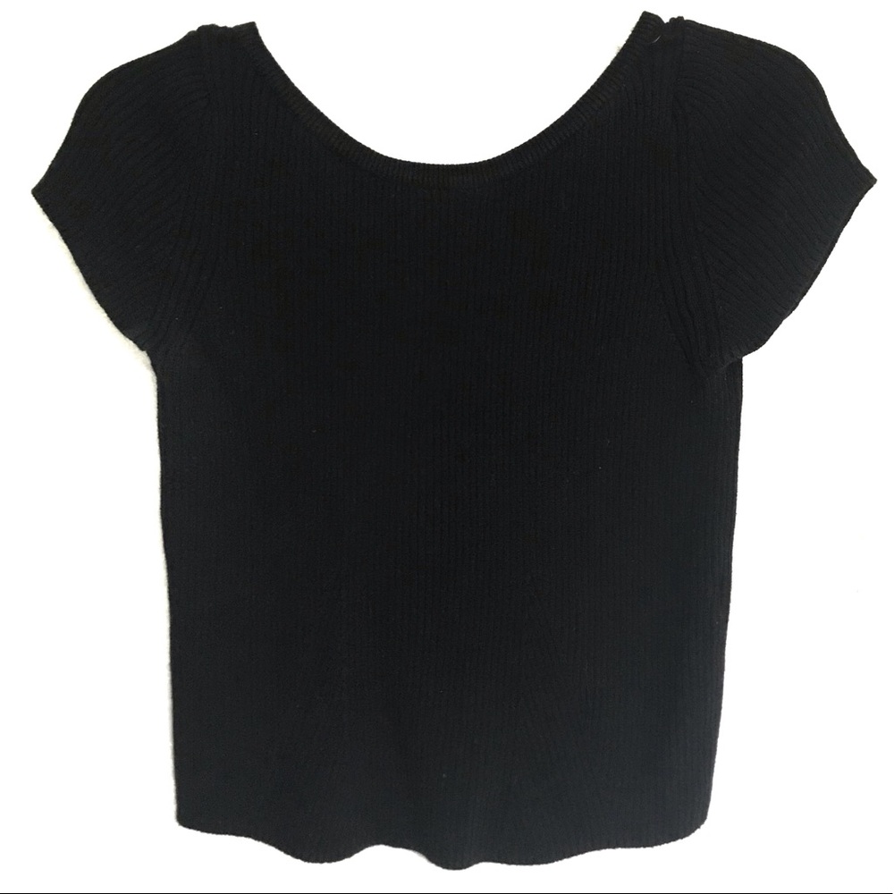 Black Knit Short Sleeve Top - Zara